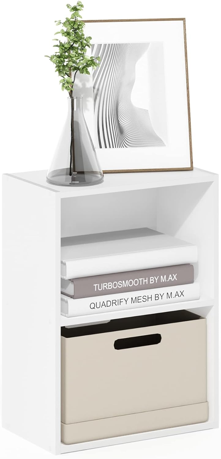 Furinno Luder Bücherregal 23.7(D) x 39.5(W) x 53.9(H) cm Weiss, 23.7(D) x 39.5(W) x 53.9(H) cm Weiss