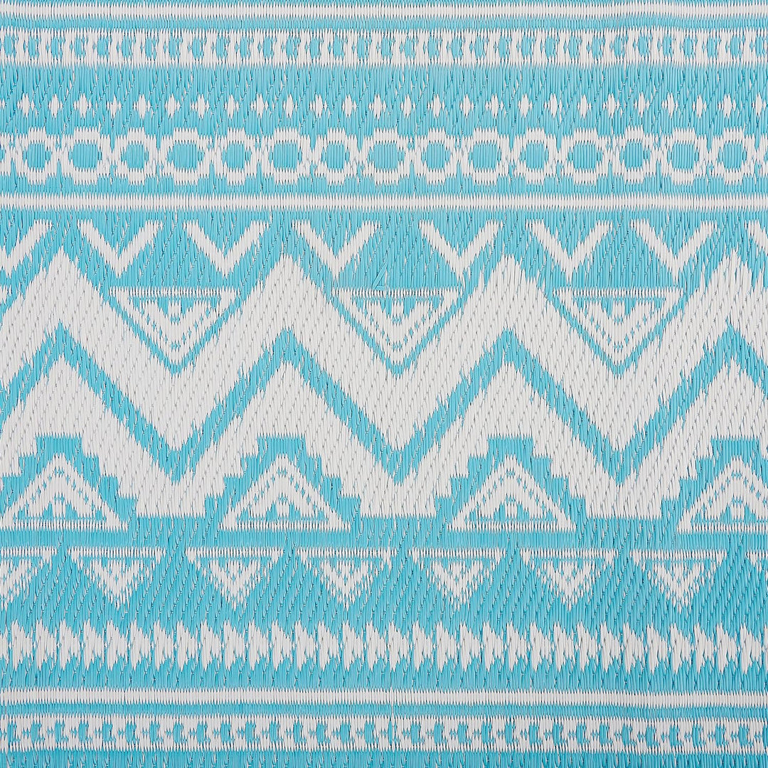 Rechteckiger Outdoor-Teppich blau türkis gemoetrisches Muster 120x180 cm Nagpur