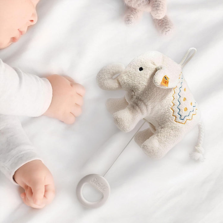 Steiff 242540 Elefaentle Spieluhr, 15cm, Weiss, Weiss