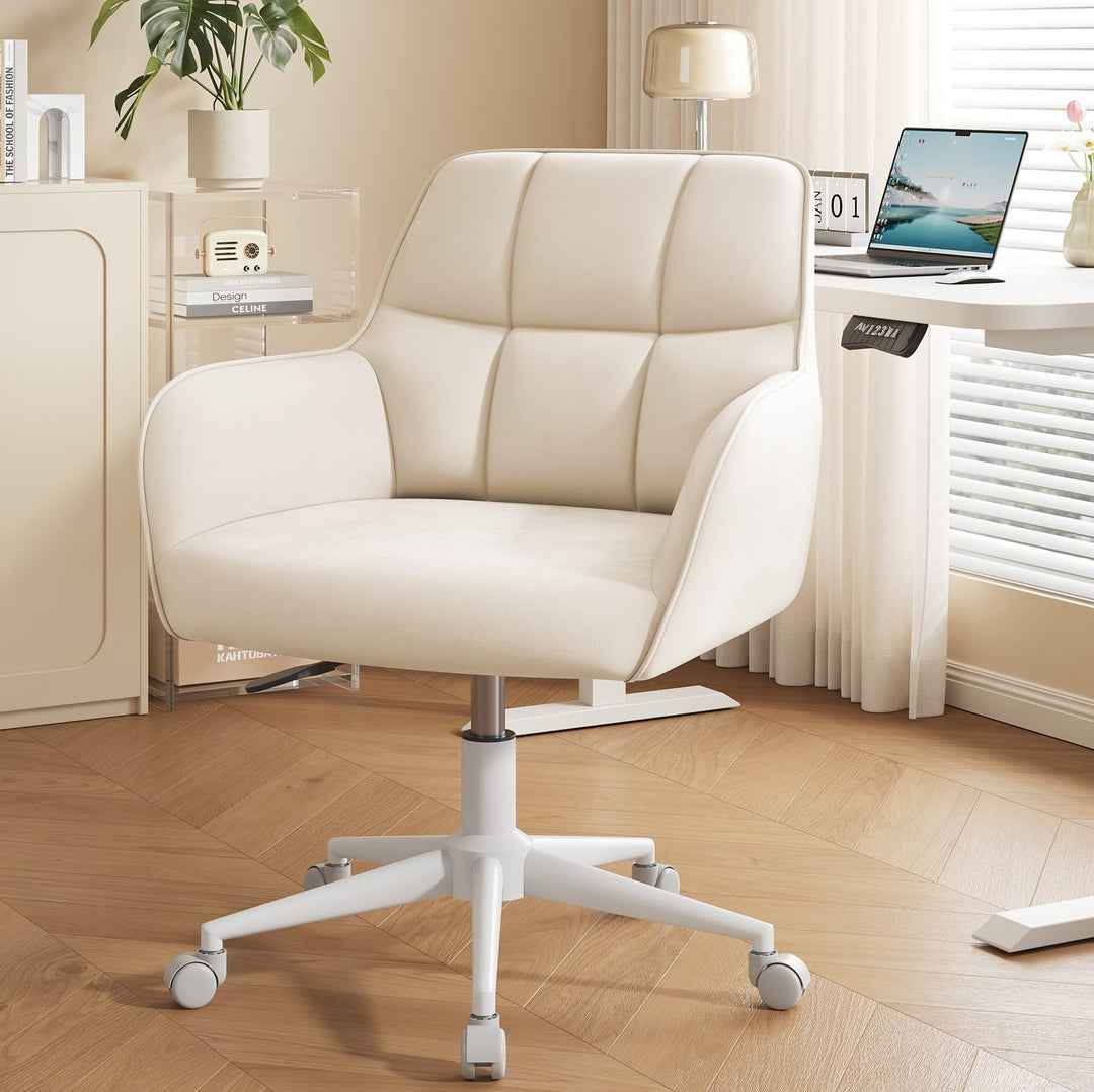 YOUDENOVA Schreibtischstuhl, Drehstuhl mit Rollen, Schminkstuhl Höhenverstellbar, Homeoffice Stuhl,