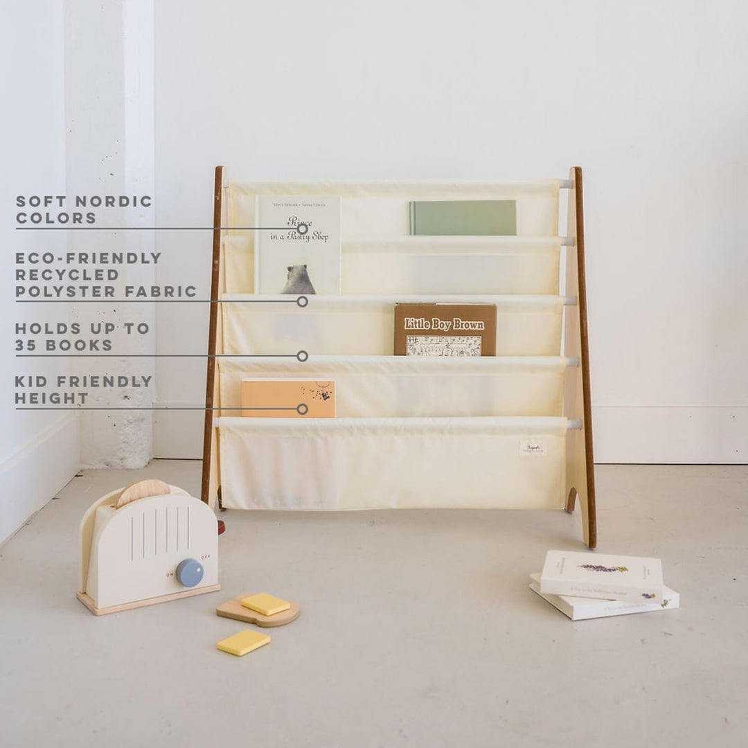 3 Sprouts Kinder Bücherregal aus Holz – Montessori Regal für Kinderzimmer - Creme, Creme