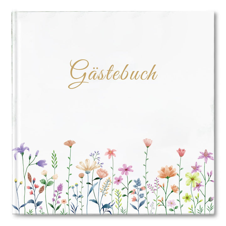 Gästebuch Blanko mit 40 Schöne Aufkleber und 44 Doppelseiten Premium Dickem Papier, Grösse 21x21cm G