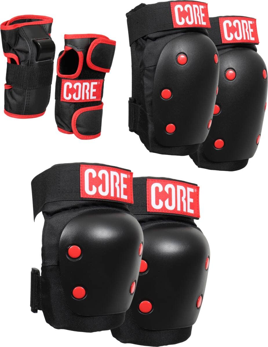 Fantic26 CORE Park Street Stunt-Scooter Skate Protektoren (L, Core Triple Protektoren Set Schwarz) L