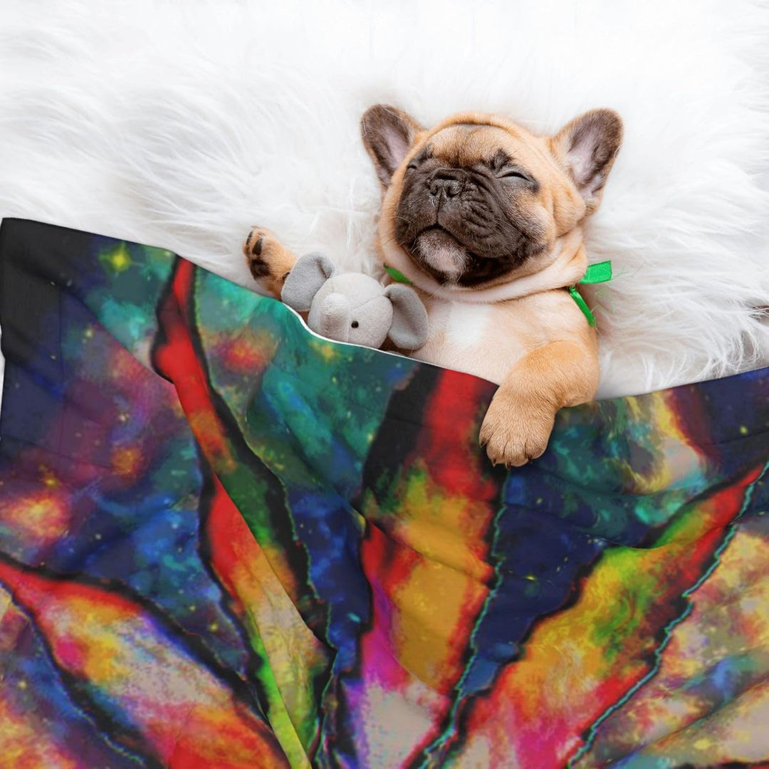 ZORIN Hundedecke, waschbar, weiche Decken für Hunde, Galaxie, Regenbogen, Unkraut, Blatt, flauschig,