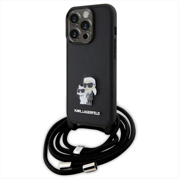 KARL LAGERFELD KLHCP15XSAKCPSK Hülle für iPhone 15 Pro Max 6.7" hardcase Schwarz Crossbody Saffiano