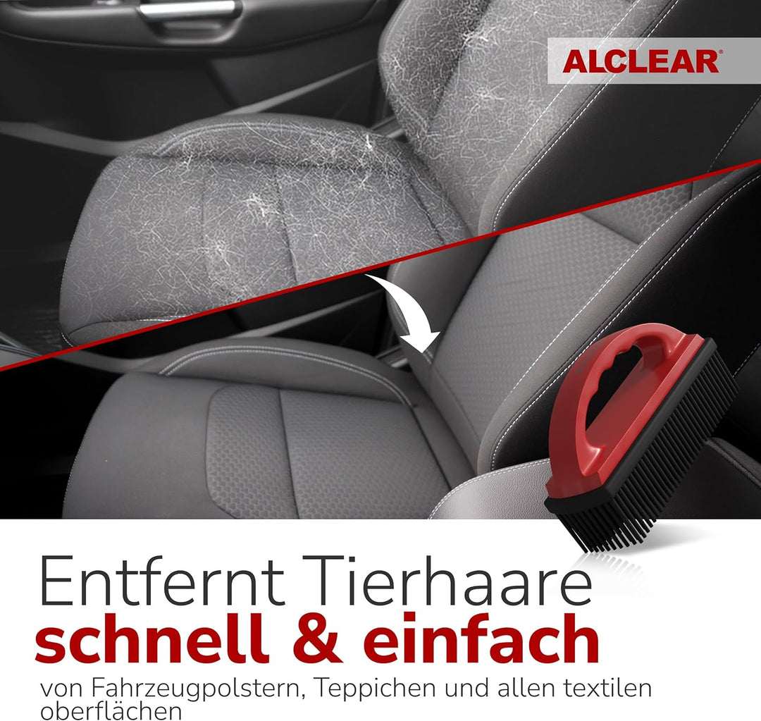 ALCLEAR 9519 Tierhaarbürste zur Entfernung von Tierhaaren auf Fahrzeugpolstern und Teppichen rot, ro
