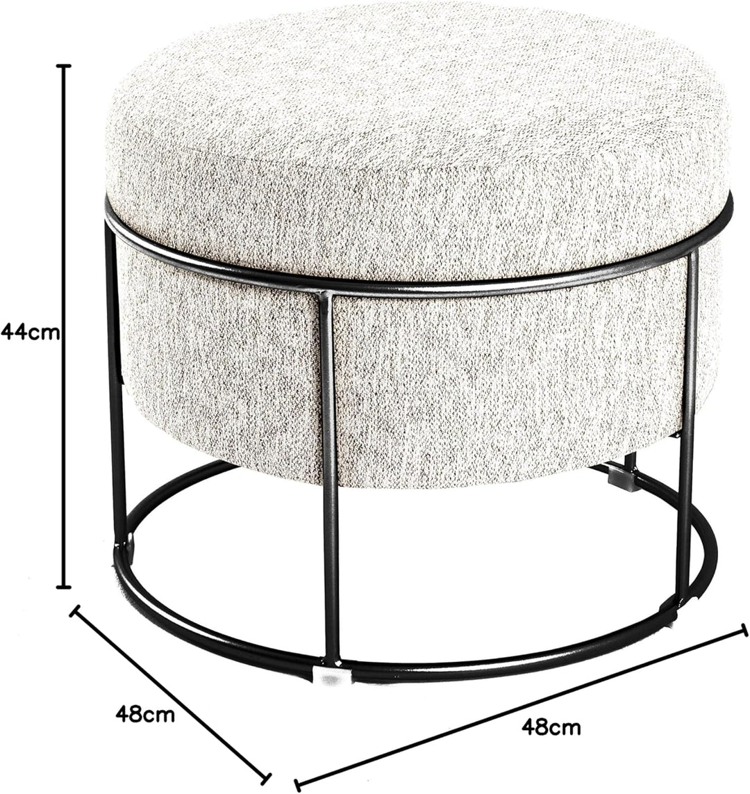 HAKU Möbel Hocker, MDF, schwarz-creme, Ø 48 x H 44 cm, Schwarz-creme