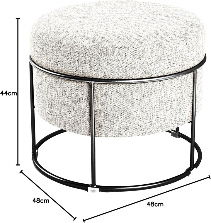HAKU Möbel Hocker, MDF, schwarz-creme, Ø 48 x H 44 cm, Schwarz-creme