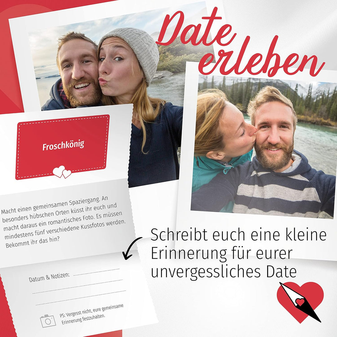 Liebeskompass Losbox Lose für Paare mit 52 Date Ideen & Fragen - Partner Geschenk für besondere Mome