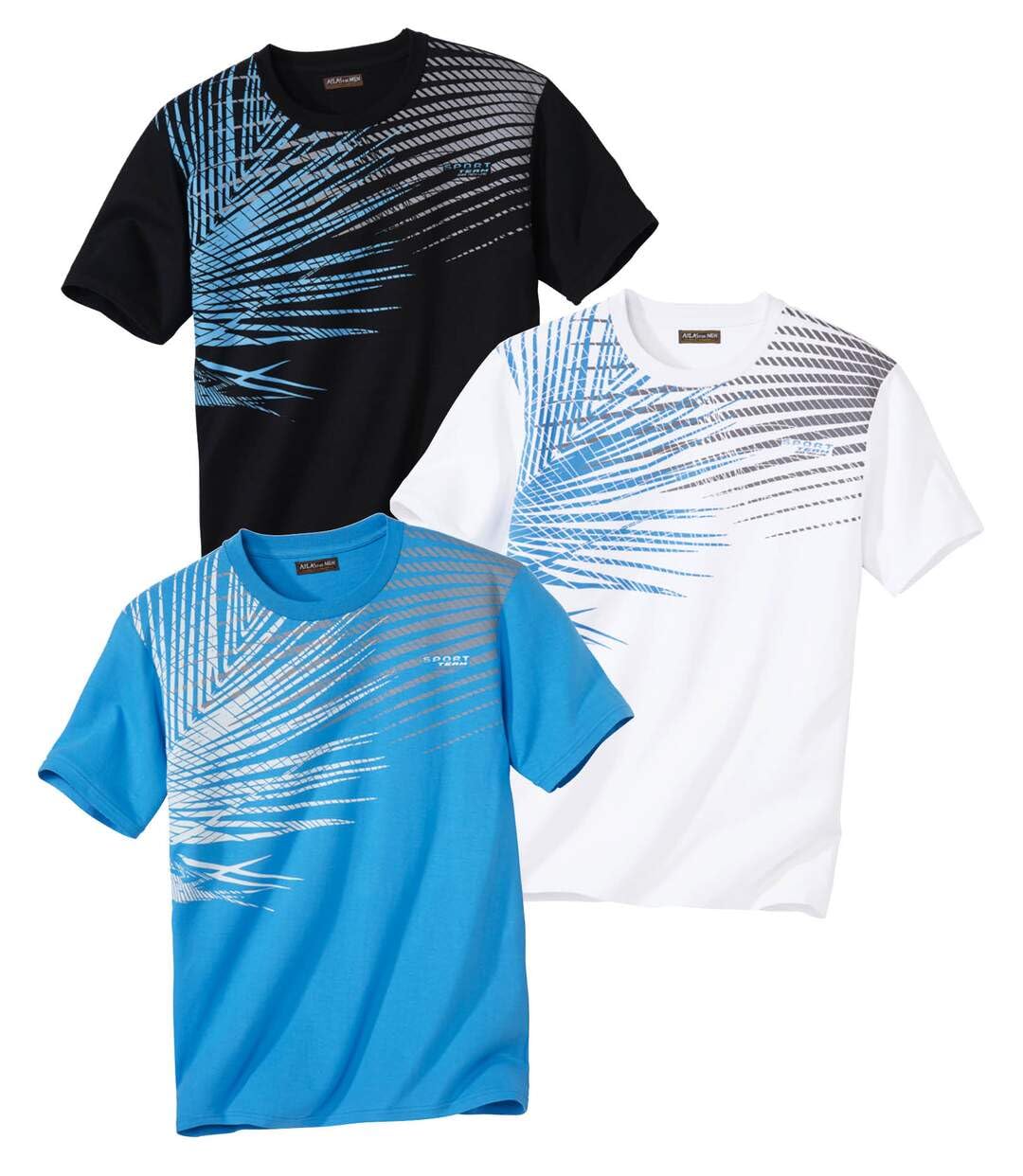 ATLAS FOR MEN - 3er-Pack Herren T-Shirts - Rundhalsausschnitt - Kurze Ärmel - Verfügbar in grossen G