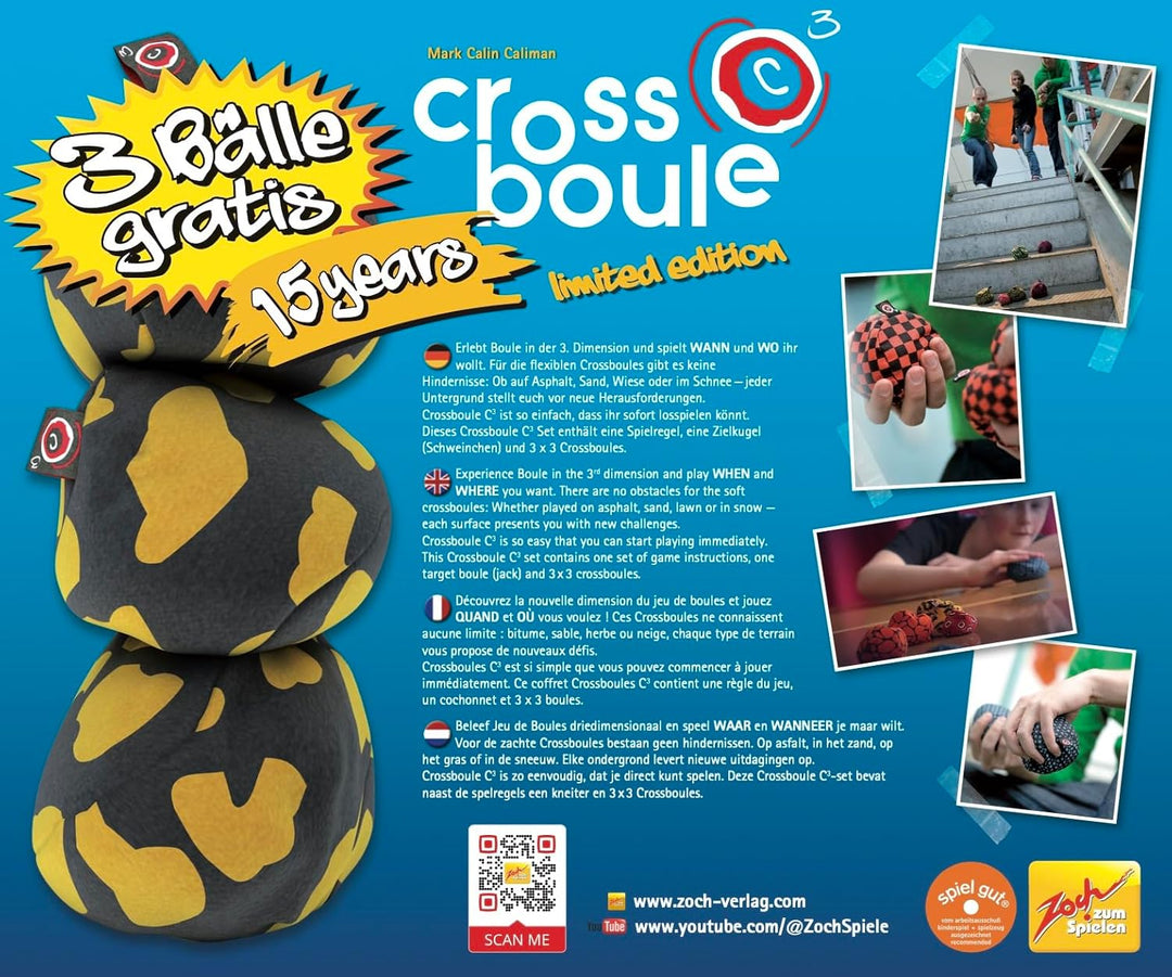 Zoch Crossboule c³ Limited Edition 15 Jahre - 3 Bälle zusätzlich, Boule Spiel in 3D, Set für 3 Spiel