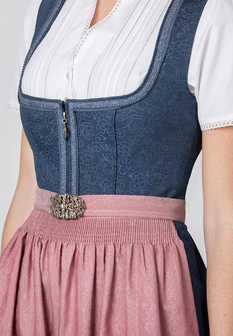 Stockerpoint Damen Dirndl Roseline Kleid für besondere Anlässe (ohne Bluse) 36 Blau-altrosa, 36 Blau