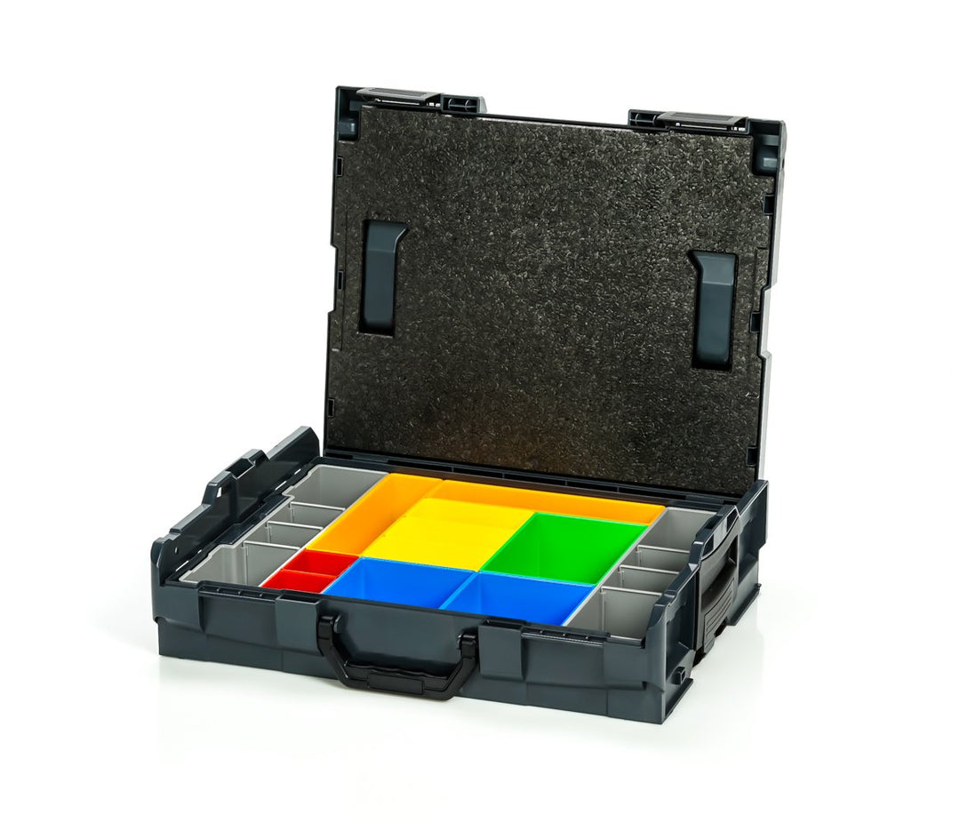 Sortimentskasten Kunststoff klappbar | L BOX 102 anthrazit inkl. Insetboxenset H3 + Deckenpolster |