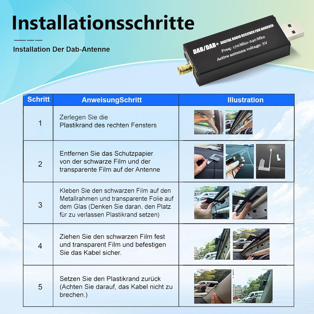 Podofo DAB/DAB+ Adapter Digital Radio Receiver Adapter DAB+ Radio Tuner Receiver mit Antenne + SMA A