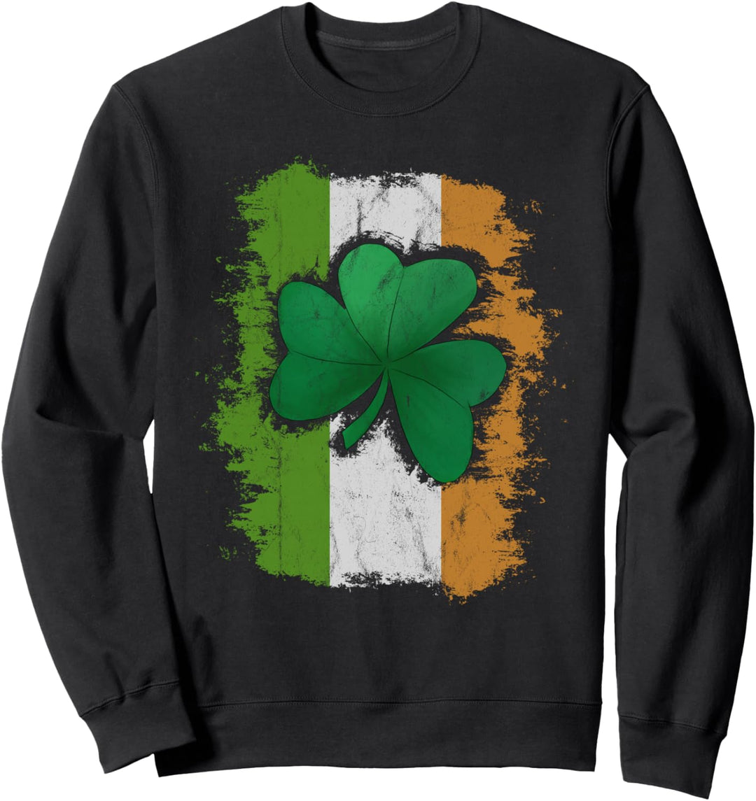 Lässige Retro Irische Flagge & Kleeblatt | St Patricks Sweatshirt