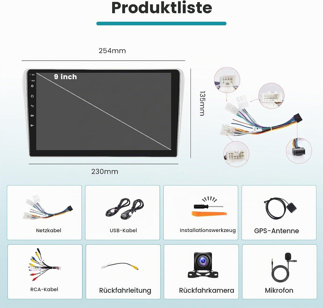 Hikity 2G 64G Android 15 Autoradio Für Toyota Avensis T25 2002-2008 mit Wireless Carplay Android Aut