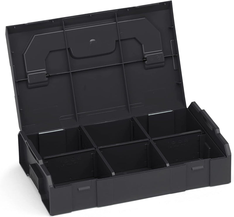 Bosch Sortimo L-BOXX mini Aufbewahrungsbox schwarz Deckel opak 3 Stück im Set |Mini-Werkzeugkoffer |