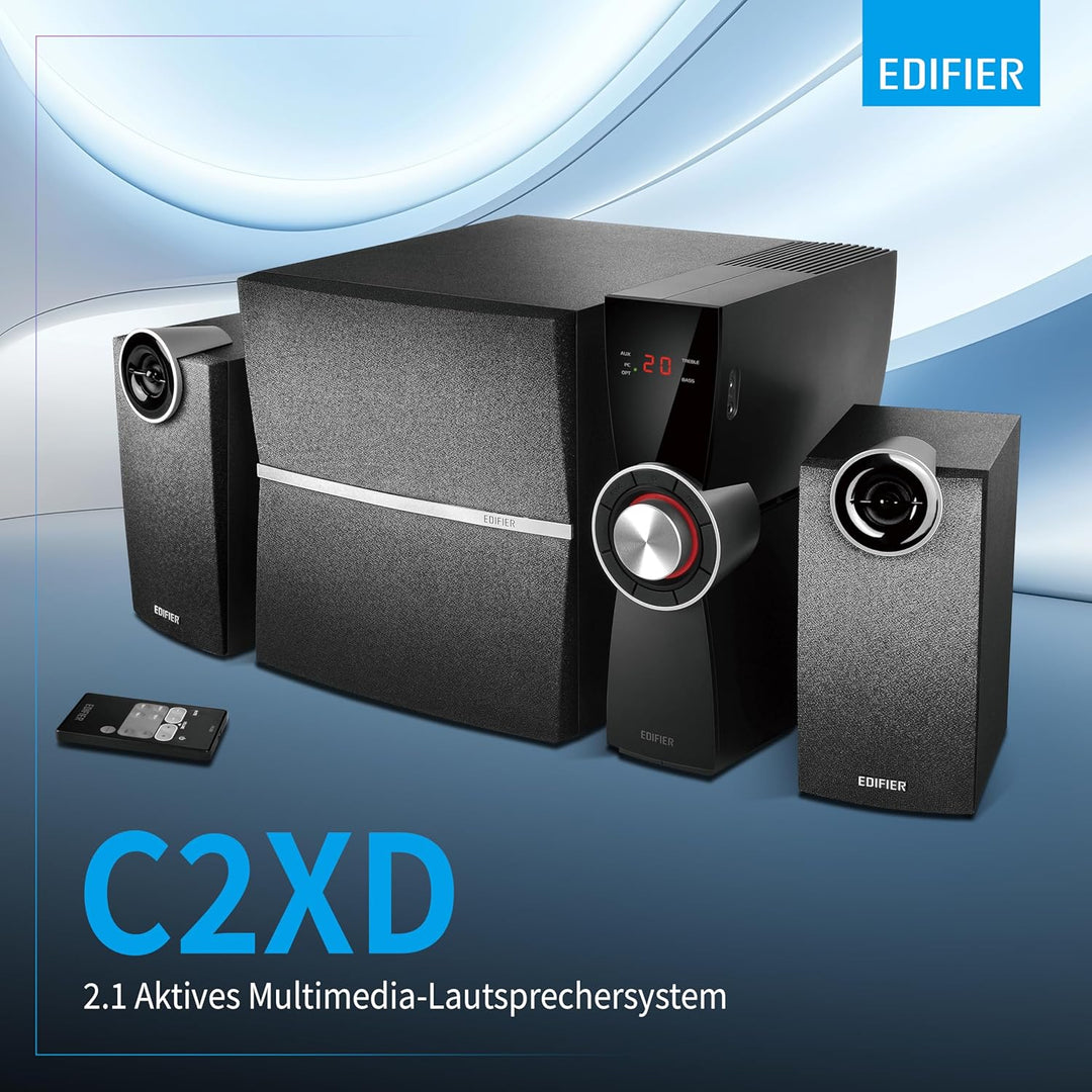 EDIFIER C2XD 2.1 Lautsprechersystem (53 Watt) mit Infrarot-Fernbedienung und optischem Eingang, C2XD