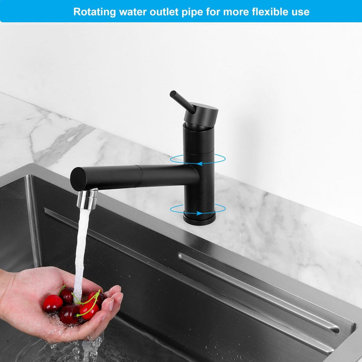 Wasserhahn Küche Schwarz mit Brause Ausziehbar, Hochdruck Küchenarmatur mit 2 Strahlarten, Armatur K