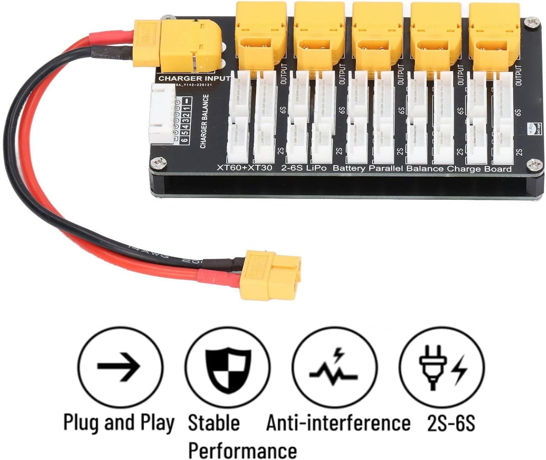 TICFOX Multi-Parallel-Ladeplatine Lipo-Akku-Ladeplatine Parallel XT30 XT60 Stecker 2?6S Lithium-Batt