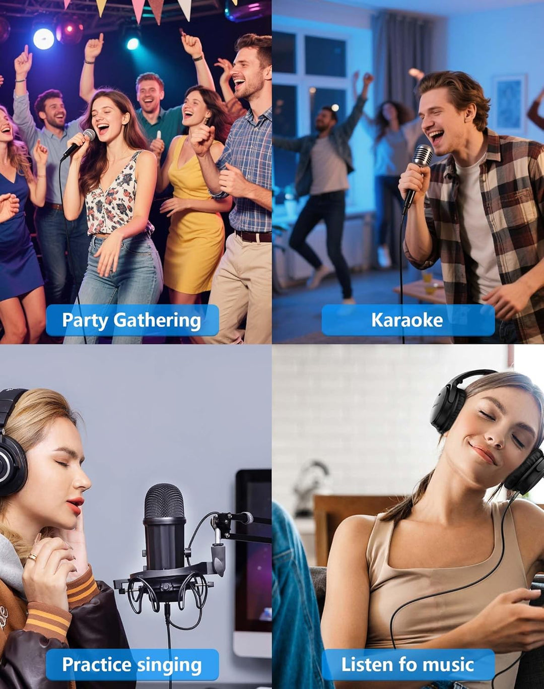 CERRXIAN Karaoke-Soundmixer, zwei Mikrofonanschlüsse mit Echo-Regler, kompatibel mit Fernseher, Comp