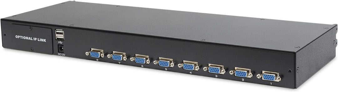 DIGITUS 19" KVM Konsole mit 17" TFT Display (4:3), DE-Tastatur-Layout, KVM Switch mit 8 VGA Ports, S