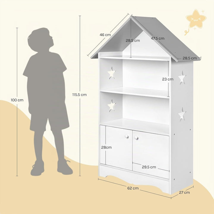WOLTU Kinderregal Spielzeugregal mit Abschliessbarer Tür, 3 Regale Bücherregal für Kinder, Mehrzweck