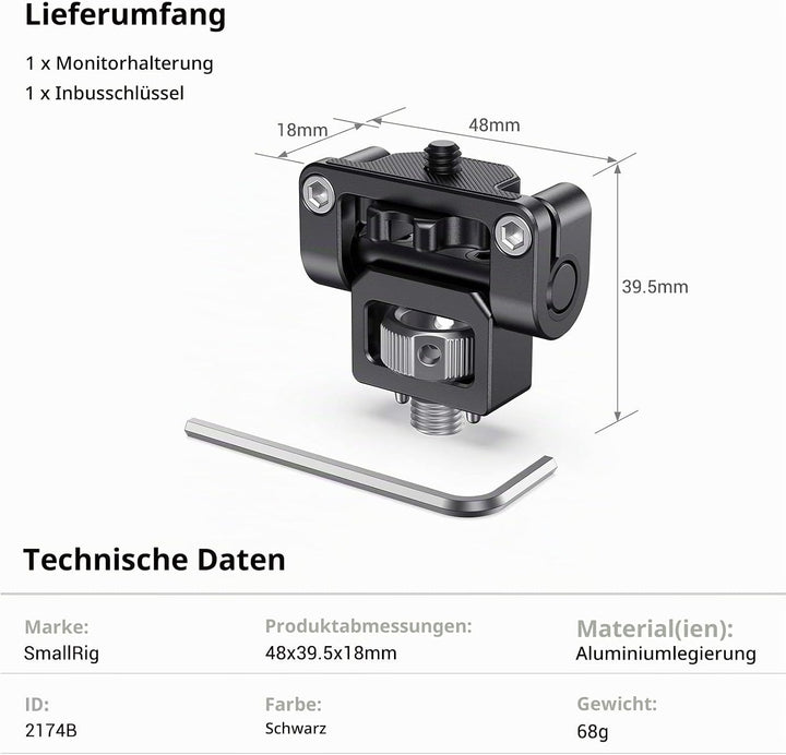 SMALLRIG Kamera Monitor Mount um 146 Grad Neigen mit Locating Pins für Arri Standard - 2174
