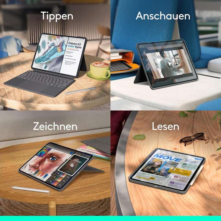 Logitech Combo Touch iPad Pro 13 Zoll (M4) (2024) Tastatur-Case – Abnehmbare Tastatur mit Hintergrun