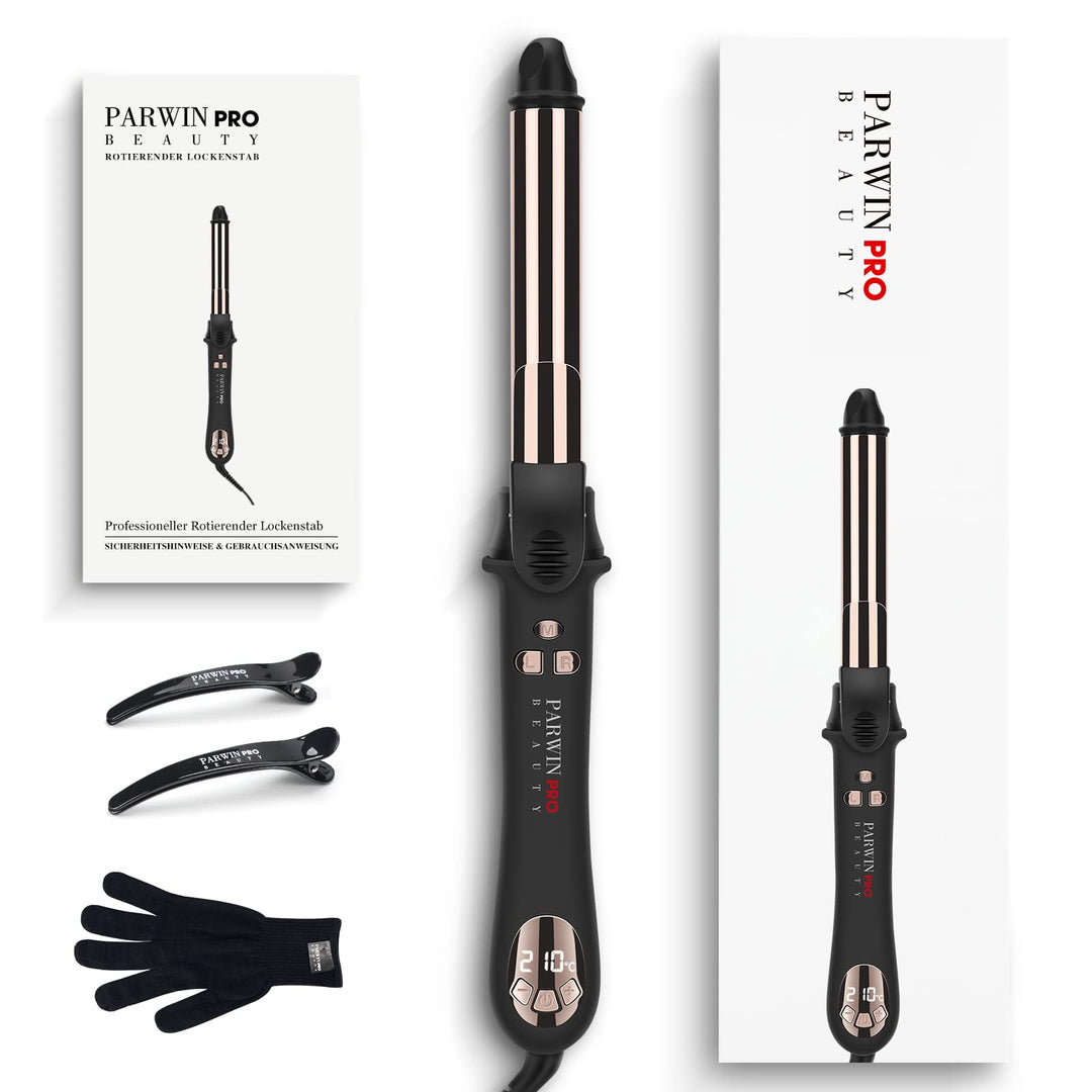 360° Rotierender Lockenstab Automatisch, PARWIN PRO BEAUTY Lockenstab Curling Iron 25mm, Nano-Titan-