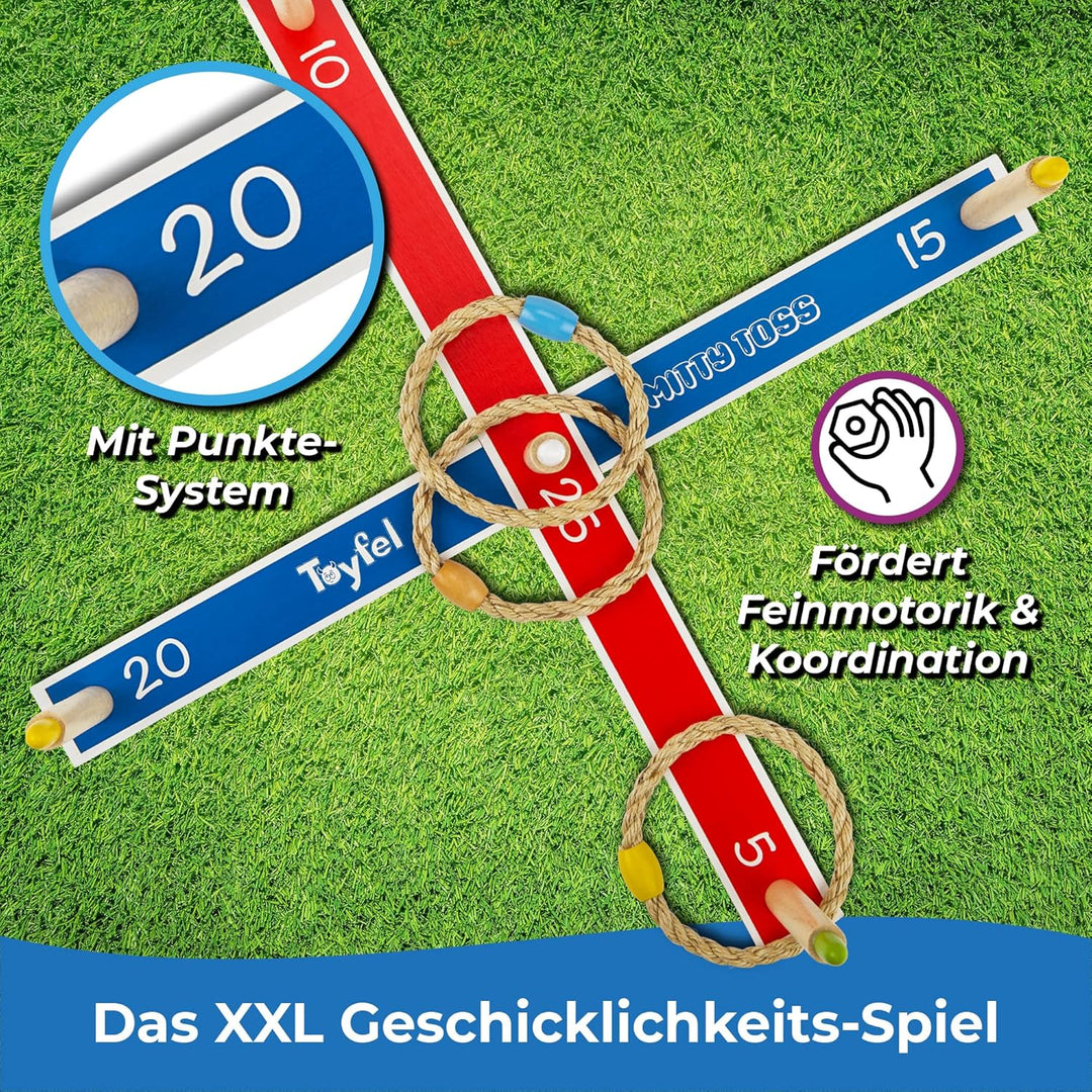 Toyfel XXL Mitty Toss Wurfspiel für Innen- und Aussenbereich, für Erwachsene und Kinder mit 15 Ringe