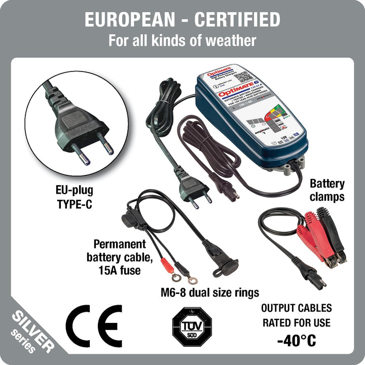 Optimate TecMate 6 Ampmatic, TM360, 9-stufiges gekapseltes batterieschonendes 12V 6A Lade- & Wartung