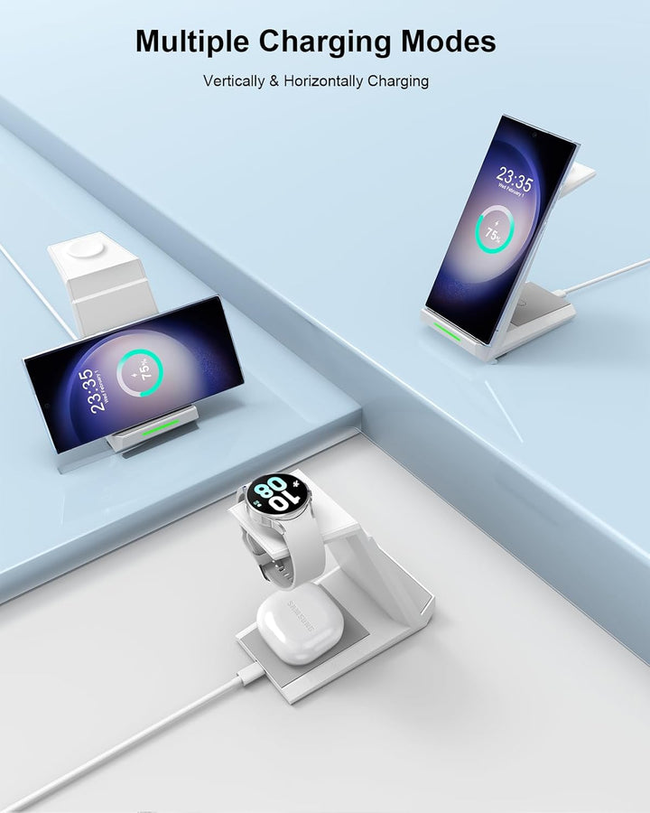 NANAMI Induktive Ladestation für Samsung Wireless Charger 3 in 1 Ladestation für Galaxy Watch 7/6/5/