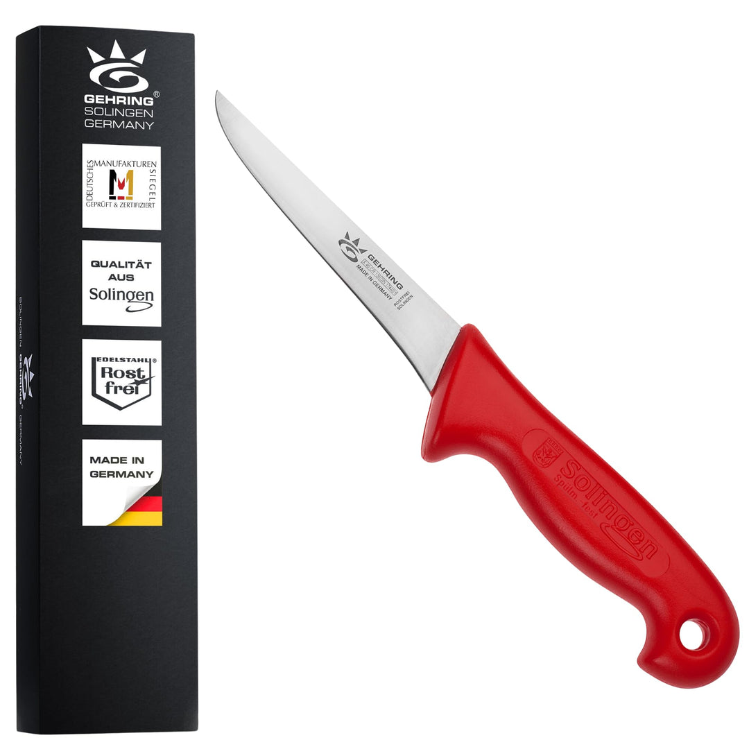 GEHRING Solingen Ausbeinmesser 5“/13 cm I Professionelles Metzgermesser aus rostfreiem Edelstahl I e