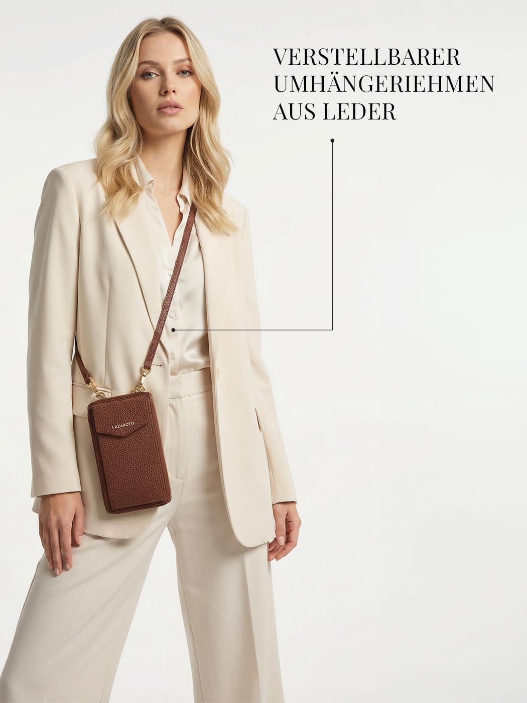 Lazarotti Bologna XL Leder Damen-Geldbörse &amp; Handytasche (2-in-1) | 16 Kartenfächer | zum Umhängen m