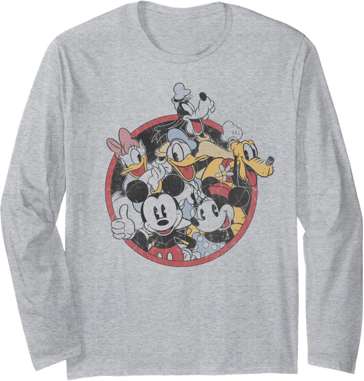 Disney Mickey And Friends Retro Group Circle Langarmshirt