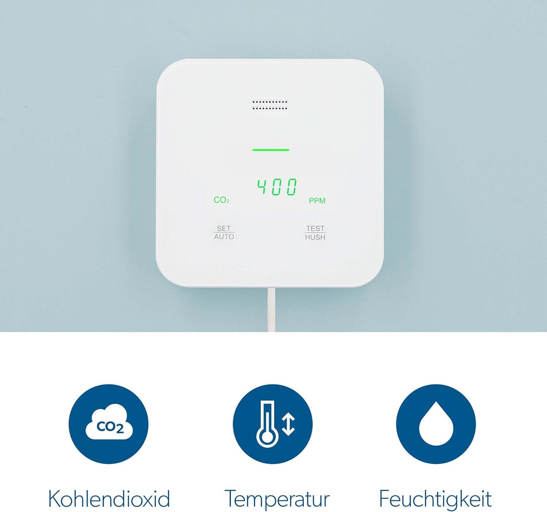UNITEC CO2 Messgerät, Kohlendioxiderkennung, Temperatur- und Feuchtigkeitserkennung, mit Ampelanzeig