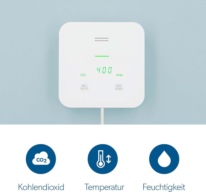 UNITEC CO2 Messgerät, Kohlendioxiderkennung, Temperatur- und Feuchtigkeitserkennung, mit Ampelanzeig