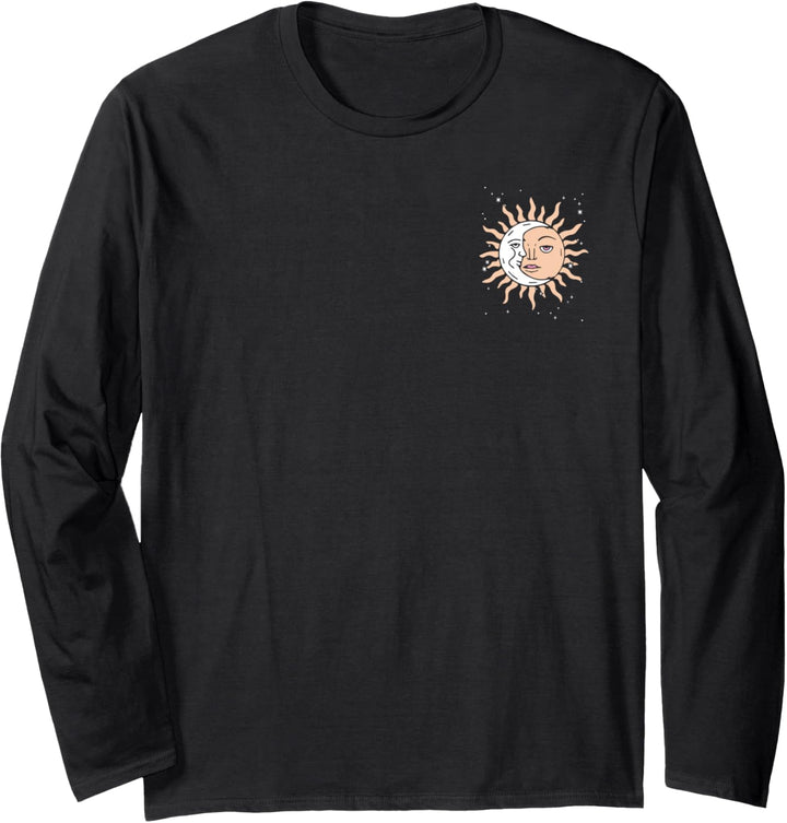 Sun & Moon Flowers Tarot Card Front & Back Langarmshirt