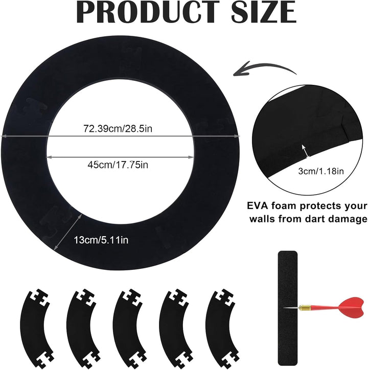 5 Pcs Spleissen Dart Surround Wandschutz, Haltbares Eva Dartboard Surround Innendurchmesser 45cm, Au