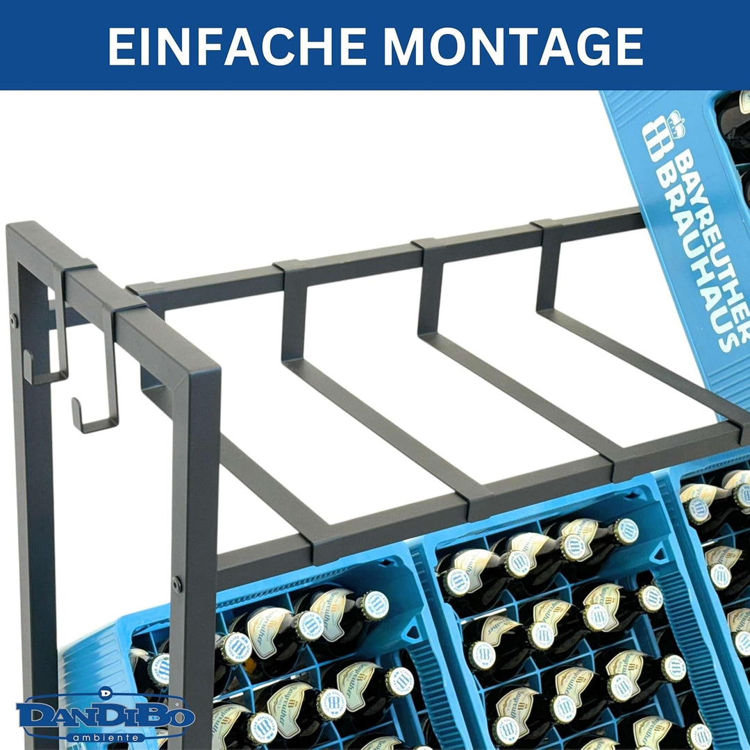 DanDiBo Getränkekistenregal 6 Kisten mit Gitter Haken Metall 96598 Getränkeregal 100 cm Kistenregal