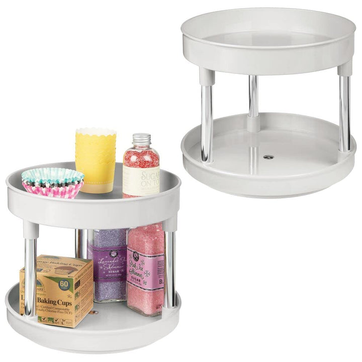 mDesign 2er-Set Lazy Susan Küchenregal zweistöckig – praktisches Gewürzregal für Küchenschrank oder