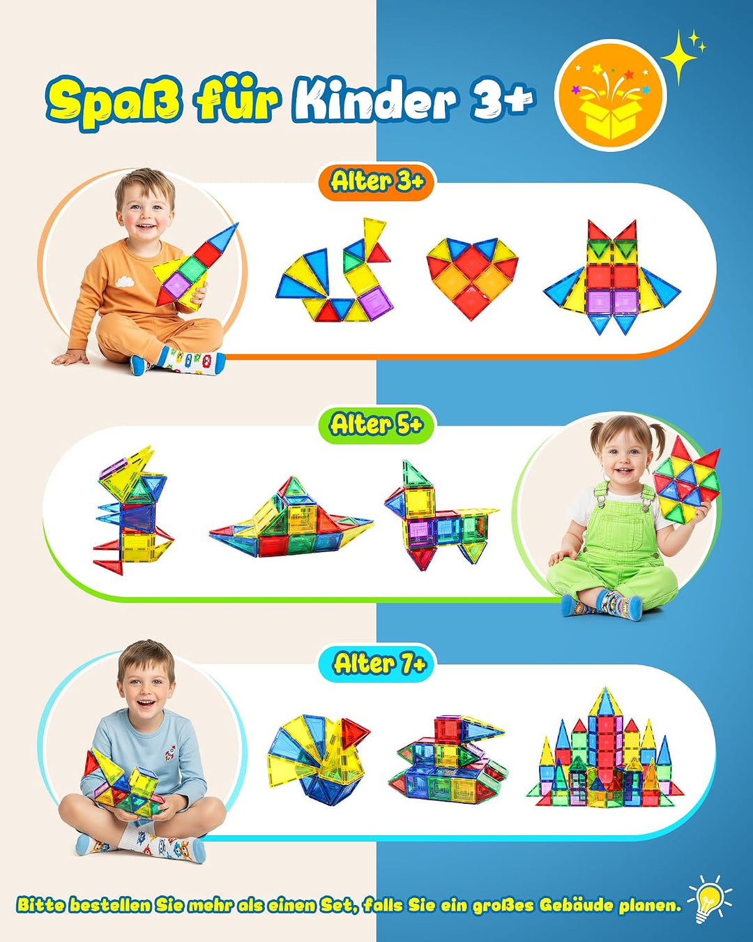 Loolinn | Magnetische Bausteine als Festtagsgeschenk für Kinder ab 3 Jahren - Sicher für Kinder, Nie