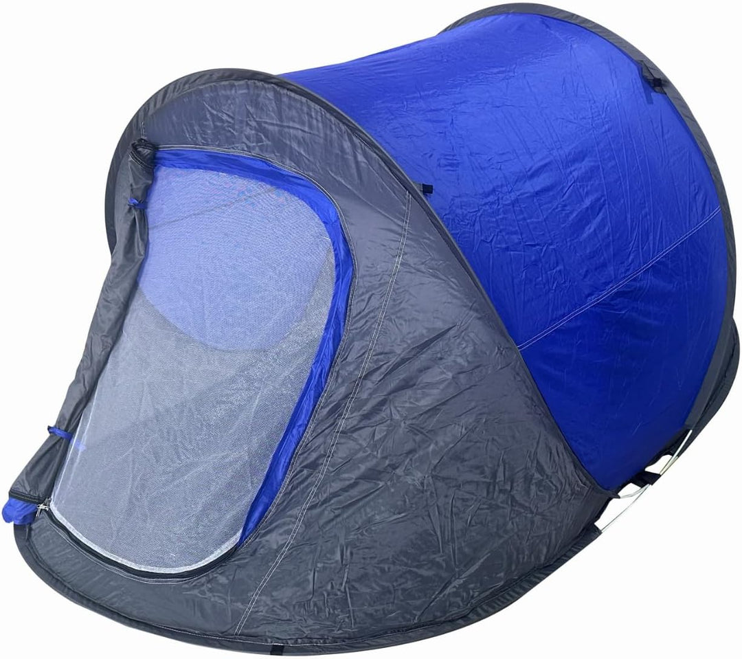 Pop Up Wurfzelt für 2 Personen blau grün Outdoor Campingzelt Trekking Festival, Blau