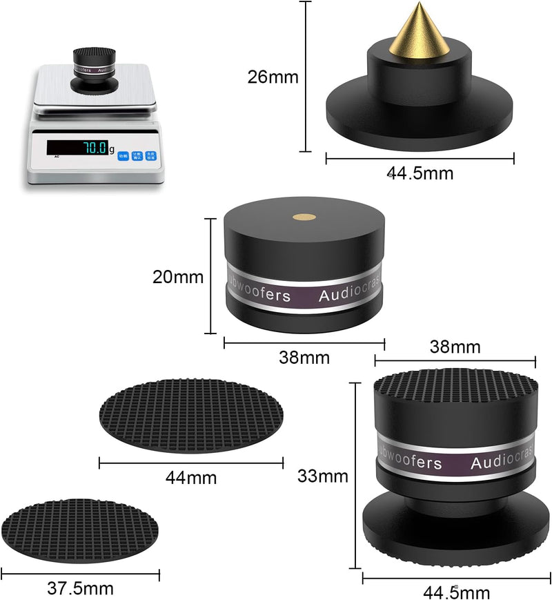 Brollitest Lautsprecher Spikes,4 Satze Hohe Verstellbar Subwoofer Lautsprecher Füsse,for Audioverstä