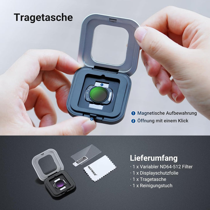 NEEWER Variabler ND Filter kompatibel mit DJI Osmo Pocket 3 und Creator Combo Zubehör, magnetischer