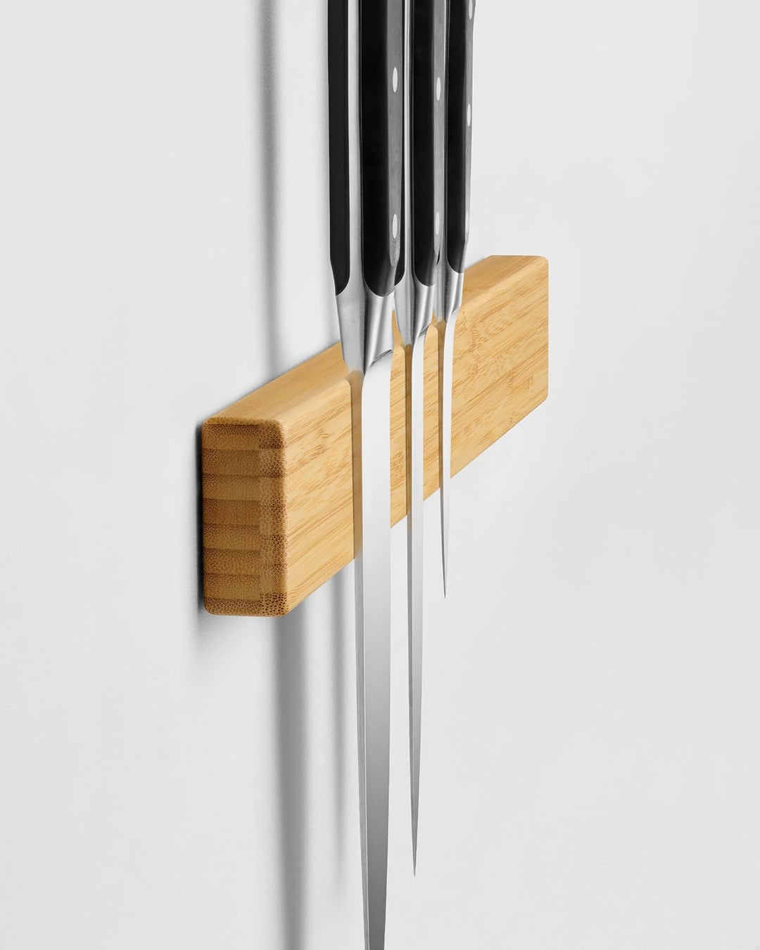 LARHN Magnetleiste für Messer, Magnetischer Messerhalter Wand, Selbstklebend aus Akazienholz, 40 cm