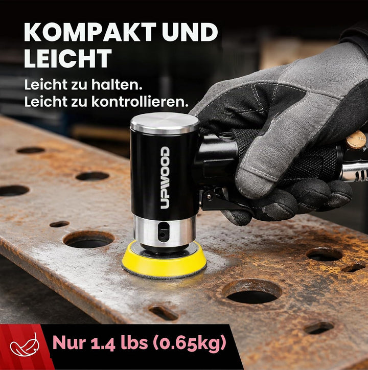 Mini Druckluft-Exzenterschleifer Set mit 2" (50 mm) und 3" (75 mm) Schleiftellern, Kompakter Pneumat