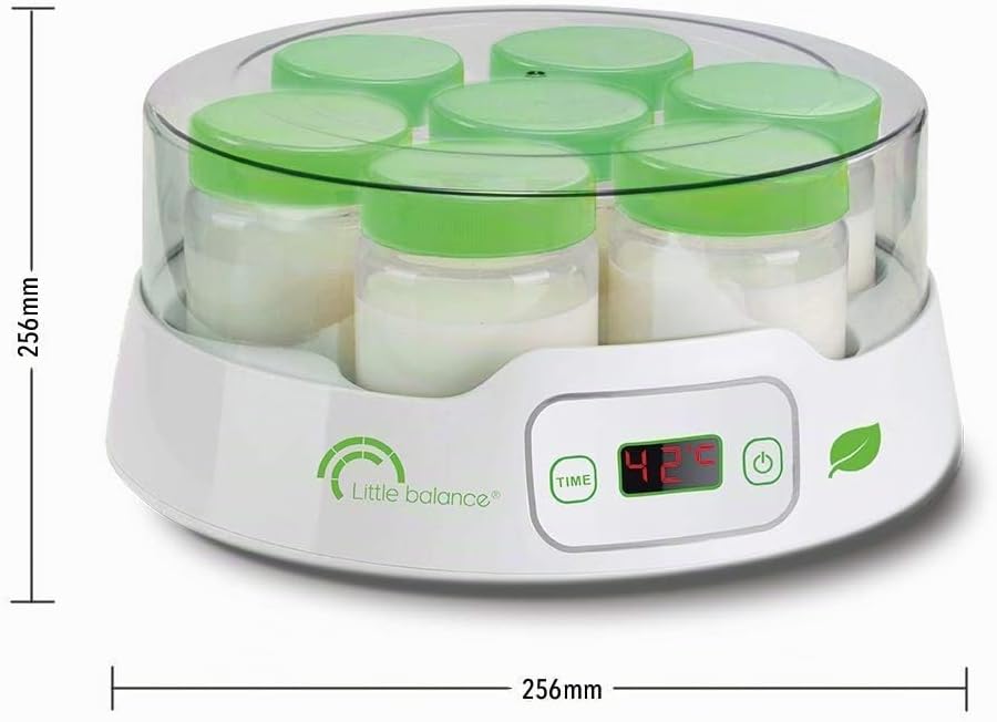 LITTLE BALANCE 8487 Joghurtbereiter 7 Digital, Joghurtbereiter + 13 Gläser aus Glas, 190 ml, für sel