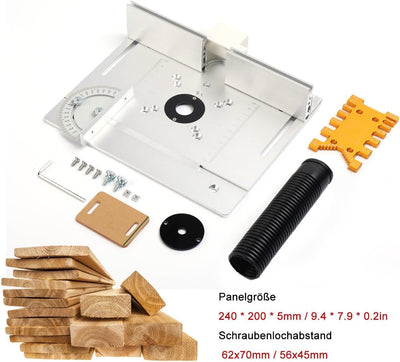 Lfhelper Frästisch Oberfräsentisch mit 4 Frästisch-Einlegeplatten Aluminium Oberfräsentisch Schneide